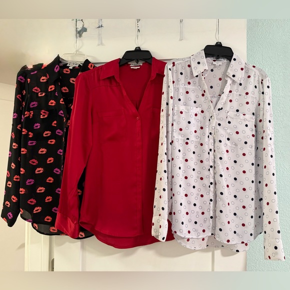 Express 3 Portofino Shirt Slim Small , black kisses, red and white Long Sleeve. - Picture 2 of 11
